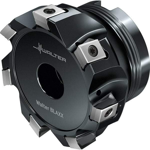 Walter - 6 Inserts, 101.6mm Cut Diam, 38.1mm Arbor Diam, Indexable Square-Shoulder Face Mill - 0° Lead Angle, 50.01mm High, Series F5241-UB1-LN16 - Eagle Tool & Supply
