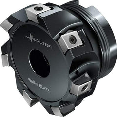 Walter - 6 Inserts, 101.6mm Cut Diam, 38.1mm Arbor Diam, Indexable Square-Shoulder Face Mill - 0° Lead Angle, 50.01mm High, Series F5241-UB1-LN16 - Eagle Tool & Supply