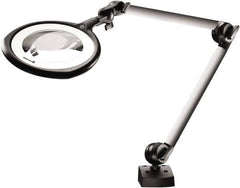 Waldmann Lighting - 39 Inch, Articulated, Clamp Mounted, LED, Silver, Magnifying Task Light - 14 Watt, 100 to 240 Volt, 1.75x Magnification, 160mm Wide - Eagle Tool & Supply