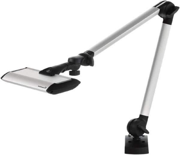 Waldmann Lighting - 40 Inch, Articulated, Clamp Mounted, LED, Silver, General Purpose Task Light - 14 Watt, 100 to 240 Volt, Nonmagnifying - Eagle Tool & Supply