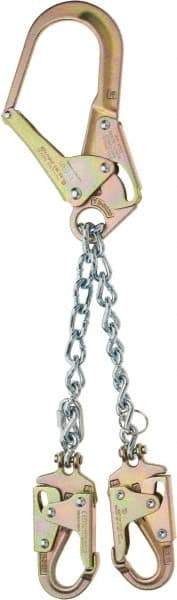 MSA - 6' Long, 310 Lb Capacity, 2 Leg Locking Snap Hook Harness Lanyard - Webbing, Locking Rebar Hook Anchorage Connection - Eagle Tool & Supply