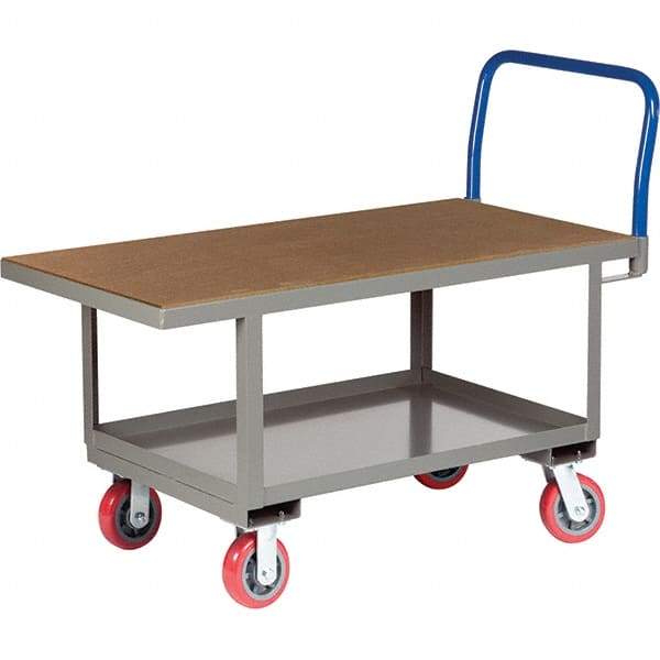Little Giant - 2,000 Lb Capacity Steel Platform Truck - Steel Deck, 24" OAW, 61-1/2" Platform Length, Polyurethane Casters - Eagle Tool & Supply