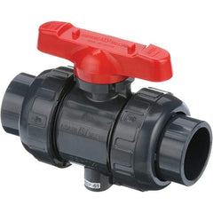 Asahi/America - 2" Pipe, Full Port, PVC True Union Design Ball Valve - 1 Piece, Socket x Thread Ends, Tee Handle - Eagle Tool & Supply