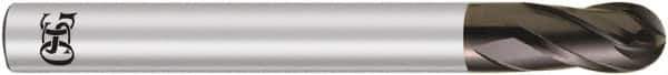 OSG - 4mm Diam, 3mm LOC, 2 Flute Solid Carbide Ball End Mill - WXS Finish, Single End, 70mm OAL, 6mm Shank Diam, Spiral Flute - Eagle Tool & Supply