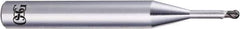 OSG - 1mm Diam, 0.6mm LOC, 2 Flute CBN Ball End Mill - Uncoated, Single End, 45mm OAL, 4mm Shank Diam, Spiral Flute - Eagle Tool & Supply