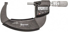 Starrett - 2 to 3" Range, Standard Throat IP67 Electronic Outside Micrometer - Friction Thimble, Carbide Face, CR2032 Battery - Eagle Tool & Supply