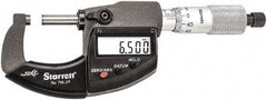 Starrett - Standard Throat IP67 Electronic Outside Micrometer - Ratchet Stop Thimble, Carbide Face, CR2032 Battery - Eagle Tool & Supply