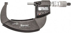 Starrett - Standard Throat IP67 Electronic Outside Micrometer - Ratchet Stop Thimble, Carbide Face, CR2032 Battery - Eagle Tool & Supply