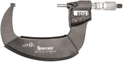 Starrett - Standard Throat IP67 Electronic Outside Micrometer - Ratchet Stop Thimble, Carbide Face, CR2032 Battery - Eagle Tool & Supply