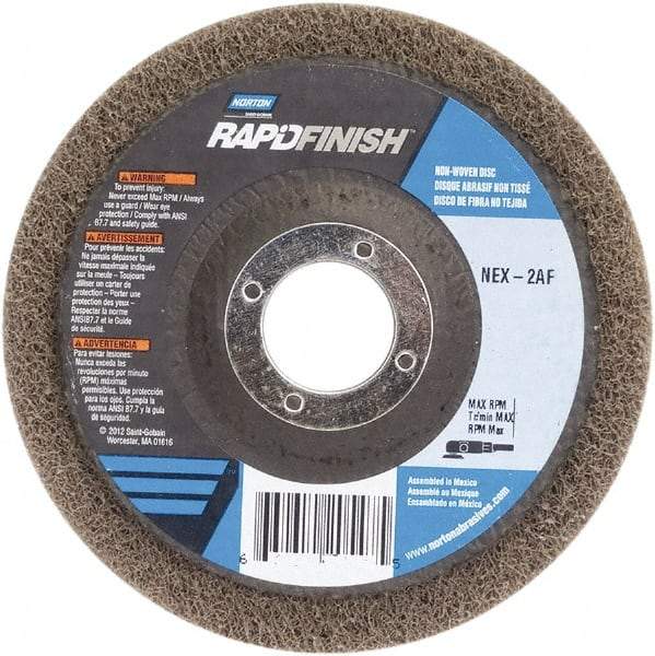 Norton - 4-1/2" Fine Grade Aluminum Oxide Deburring Disc - 7/8" Center Hole, Arbor Connection - Eagle Tool & Supply