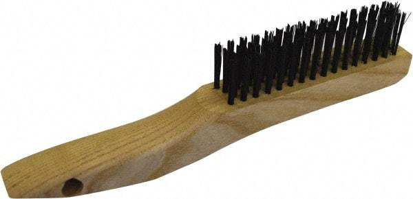 Gordon Brush - 4 Rows x 16 Columns Steel Scratch Brush - 4-3/4" Brush Length, 10" OAL, 1/8 Trim Length, Wood Shoe Handle - Eagle Tool & Supply