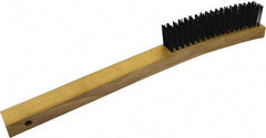 Gordon Brush - 4 Rows x 19 Columns Steel Scratch Brush - 5-3/8" Brush Length, 13-3/4" OAL, 1/8 Trim Length, Wood Curved Handle - Eagle Tool & Supply