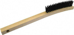 Gordon Brush - 3 Rows x 19 Columns Steel Scratch Brush - 5-3/4" Brush Length, 13-3/4" OAL, 1/8 Trim Length, Wood Curved Handle - Eagle Tool & Supply