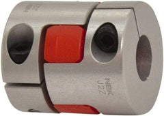 NBK - 7 to 8mm Bore, Jaw-Type Flexible Coupling - 20mm OD, 30mm OAL, Aluminum Alloy, Clamp Style - Eagle Tool & Supply