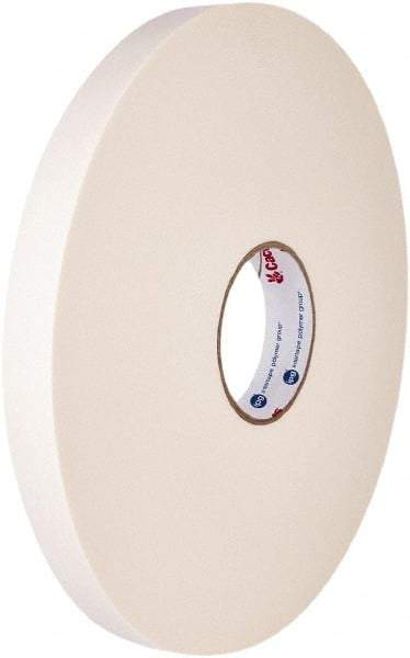 Intertape - 1/2" x 36 Yd Rubber Adhesive Double Sided Tape - 1/16" Thick, White, Polyethylene Foam Liner, Continuous Roll, Series R2215 - Eagle Tool & Supply