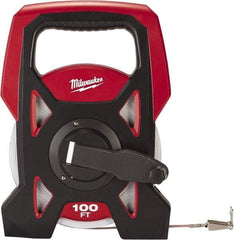 Milwaukee Tool - 100' x 3/8" Tape Measure - 1/16" Graduation - Eagle Tool & Supply