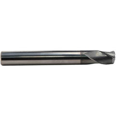 Emuge - 12mm Small End Diam, 12mm LOC, Solid Carbide 3 Flute Tapered Corner Radius End Mill - AlCr Finish, 93mm OAL, 16mm Shank Diam, Spiral Flute, 30° Helix - Eagle Tool & Supply