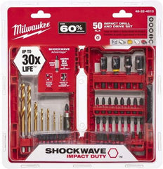 Milwaukee Tool - Impact Ready Accessory Set - 1/16 to 1/4" Hex, #1, #2, 1/4" Hex Drive, Phillips, Slotted, Torx, Square Point - Eagle Tool & Supply