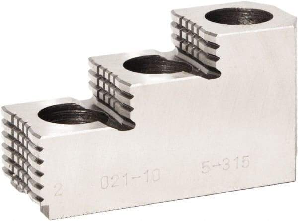 Bison - 6" Max Chuck Diam Compatibility, Steel 1.5mm x 60° Serrated Hard Lathe Top Jaws - 3 Steps - Eagle Tool & Supply