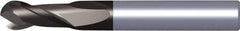 Kennametal - 14mm Diam, 22mm LOC, 2 Flute Solid Carbide Ball End Mill - TiAlN Finish, Single End, 83mm OAL, 14mm Shank Diam, Spiral Flute - Eagle Tool & Supply