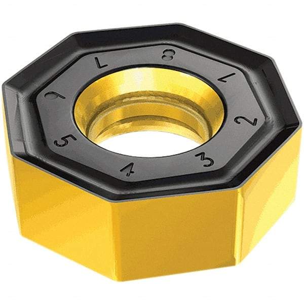 Iscar - ONMU070610 TR Grade IC810 Carbide Milling Insert - AlTiN/TiN Finish, 6.5mm Thick, 18.8mm Inscribed Circle, 1mm Corner Radius - Eagle Tool & Supply