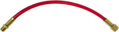 PRO-SOURCE - 1/4" ID 1' Long Lead-In Whip Hose - FNPT x MNPT Swivel Ends, 200 Working psi, 165°, 1/4" Fitting, Transparent Red - Eagle Tool & Supply