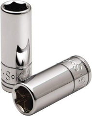 SK - 1/2", 1/4" Drive, Deep Hand Socket - 6 Points, Steel, Chrome Finish - Eagle Tool & Supply