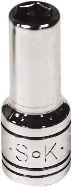 SK - 3/16", 1/4" Drive, Deep Hand Socket - 6 Points, Steel, Chrome Finish - Eagle Tool & Supply