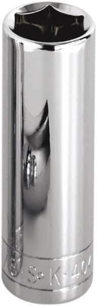 SK - 1-7/16", 1/2" Drive, Deep Hand Socket - 6 Points, Steel, Chrome Finish - Eagle Tool & Supply