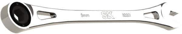 SK - 8mm 6 Point Combination Wrench - 7-3/4" OAL, Steel, Full Polish Finish - Eagle Tool & Supply