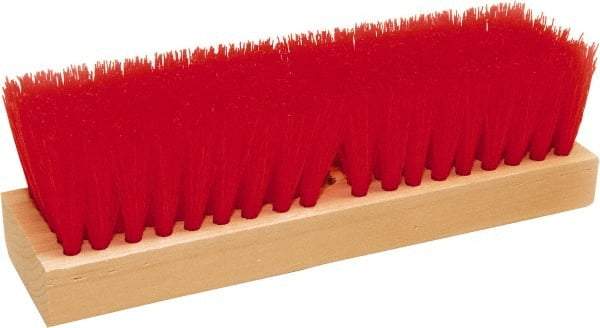 O-Cedar - 2" Bristle Length, Polypropylene Deck Scrub Brush - 10" Long x 3" Wide Head, 10" OAL, Red, Wood Block - Eagle Tool & Supply