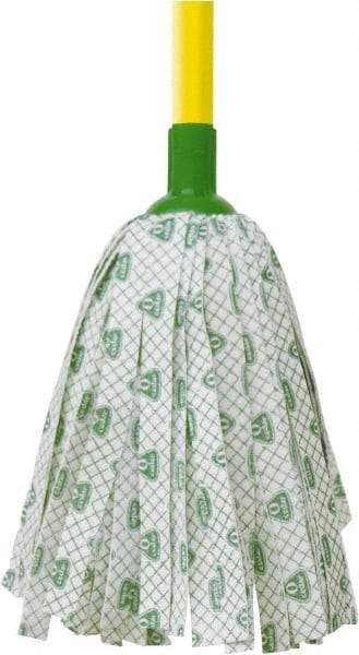 O-Cedar - White & Green Deck Mop - 4-1/2" Long x 3" Wide Head, 48" Long Handle, Rayon/Polyester Head - Eagle Tool & Supply