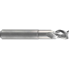 Emuge - 5/8" Diam, Coarse Pitch, 3/4" LOC, 3 Flute Solid Carbide 45° Corner Chamfer Roughing End Mill - Bright Finish, 3-3/4" OAL, 5/8" Shank Diam, Single End, Extended Reach, 40° Helix - Eagle Tool & Supply