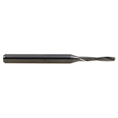 ‎#64 Dia. × 1/8″ Shank × 0.4″ Flute Length × 1-1/2″ OAL, 11xD, 135°, Uncoated, 2 Flute, External, Round Solid Carbide Drill