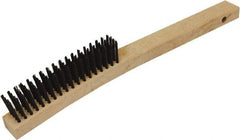 O-Cedar - 18 Rows, Steel Wire Brush - 10" Brush Length, 14" OAL, 1-1/8" Trim Length, Wood Curved Handle - Eagle Tool & Supply