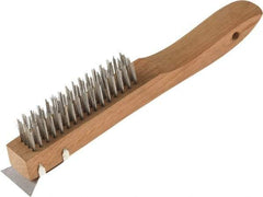 O-Cedar - 4 Columns x 16 Rows, Steel Wire Brush - 7" Brush Length, 10" OAL, 1-1/8" Trim Length, Wood Shoe Handle - Eagle Tool & Supply