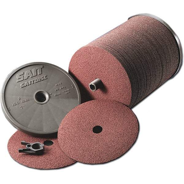 Sait - 4-1/2" Diam 7/8" Hole 36 Grit Fiber Disc - Aluminum Oxide, 11,000 Max RPM - Eagle Tool & Supply