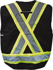 Viking - Size M Flame Resistant/Retardant Black Solid Surveyor's Vest - 40" Chest, ASTM F2302-08, CSA Z96-09 Class 1, Level FR, Snaps Closure, 8 Pockets, Polyester - Eagle Tool & Supply