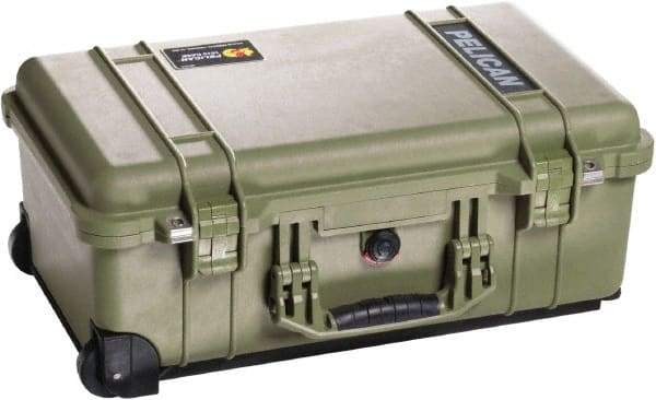Pelican Products, Inc. - 13-13/16" Wide x 9" High, Clamshell Hard Case - Olive, Plastic - Eagle Tool & Supply