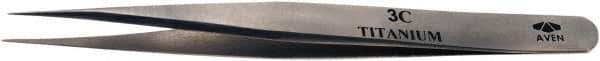 Aven - 4-1/4" OAL 3C Precision Tweezers - Fine Straight Point - Eagle Tool & Supply