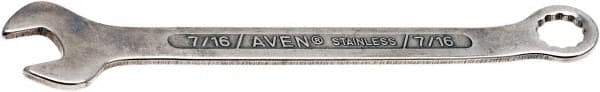 Aven - 7/16" 12 Point Combination Wrench - 6-1/16" OAL, Stainless Steel, Polished Finish - Eagle Tool & Supply