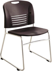 Safco - Plastic Black Stacking Chair - Silver Frame, 22-1/2" Wide x 19-1/2" Deep x 32-1/2" High - Eagle Tool & Supply