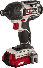 Porter-Cable - 20 Volt, 1/4" Drive, Cordless Impact Driver - Pistol Grip Handle, 2900 RPM, 2 Lithium-Ion Batteries Included - Eagle Tool & Supply