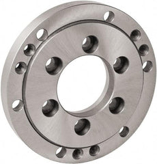 Bison - Adapter Back Plate for 5" Diam Self Centering Lathe Chucks - A2-6 Mount, 3.0315" Through Hole Diam, 6.4961" OD, 0.1378" Flange Height, Cast Iron - Eagle Tool & Supply