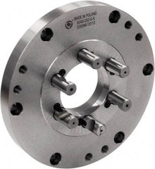 Bison - Adapter Back Plate for 16" Diam Self Centering Lathe Chucks - D1-8 Mount, 5.3583" Through Hole Diam, 15.748" OD, 0.1772" Flange Height, Cast Iron - Eagle Tool & Supply