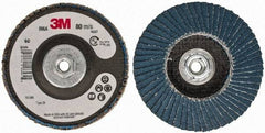 3M - 60 Grit, 4" Disc Diam, 3/8-24 Center Hole, Type 29 Zirconia Alumina Flap Disc - 13,300 Max RPM, Cloth Backing, Arbor Attaching System, Coated - Eagle Tool & Supply