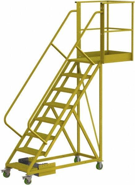 TRI-ARC - 122" 8 Step Configurable Cantilever Ladder - Unsupported, 300 Lb Capacity, 80" Platform Height, 30" Base Width x 99" Base Depth, Perforated Tread - Eagle Tool & Supply