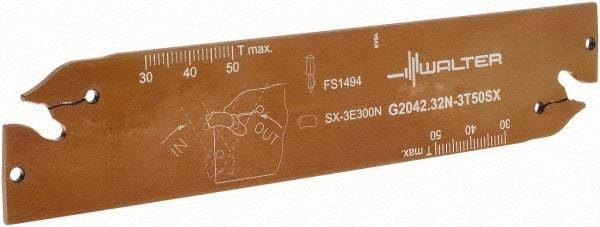 Walter - 1.2598" Blade Height, 5.9055" OAL, Neutral Cut, Double End Indexable Cut-Off Blade - 50mm Max Depth of Cut, G2042 N Blade - Eagle Tool & Supply