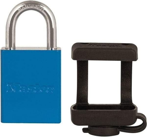 Master Lock - 1.84 Inch Long, Black, TPE Padlock Cover - Compatible with 1-1/2 Inch Wide Aluminum Bodied Padlocks and 1/4 Inch Shackle Diameter, Use with 6835 Series Master Lock and A1100 Series American Lock - Eagle Tool & Supply