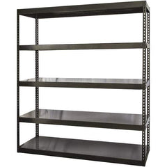 Hallowell - 5 Shelf Starter Solid Steel Waterfall Open Steel Shelving - 1 Lb Capacity, 72" Wide x 96" High x 24" Deep, Black - Eagle Tool & Supply